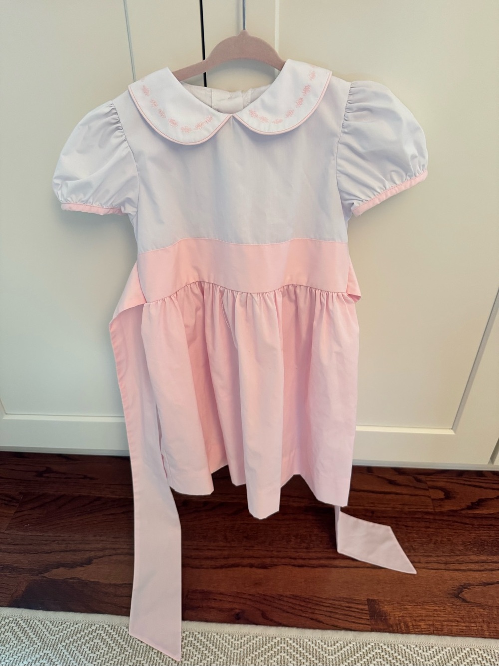 The Beaufort Bonnet Company Pink and White Peter Pan Collar Dress for Girls